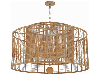 Crystorama Jayna 12-Light Chandelier in Burnished Silver with Hand-Wrapped Jute