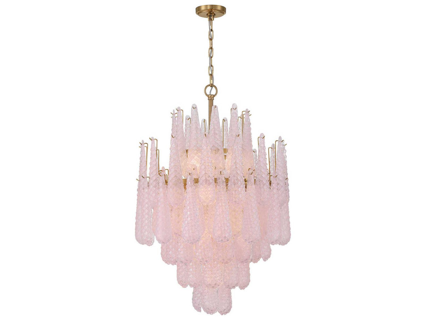 Crystorama Ollie 16-Light Chandelier in Aged Brass with Sand Glass Blush