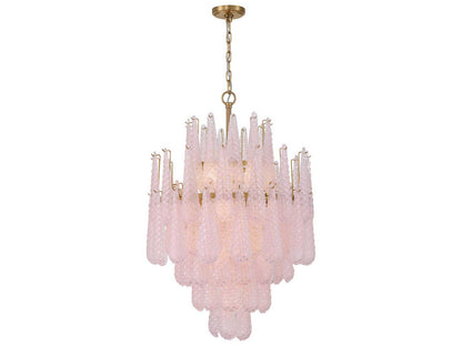 Crystorama Ollie 16-Light Chandelier in Aged Brass with Sand Glass Blush