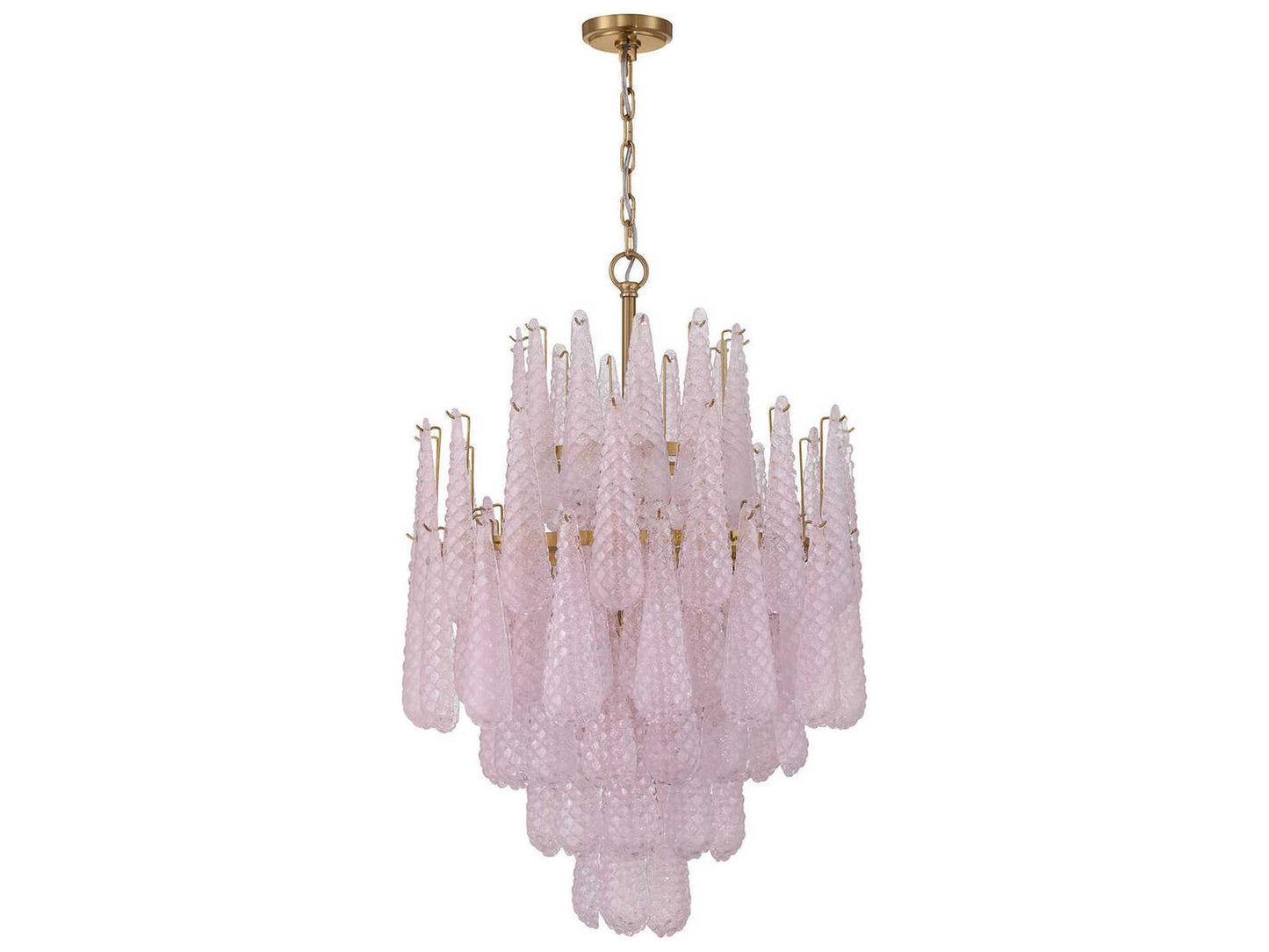 Crystorama Ollie 16-Light Chandelier in Aged Brass with Sand Glass Blush