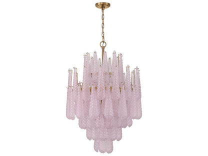 Crystorama Ollie 16-Light Chandelier in Aged Brass with Sand Glass Blush
