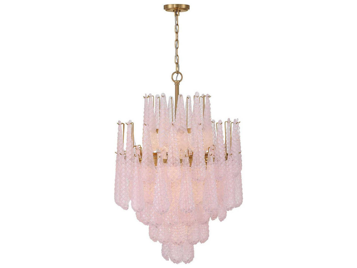 Crystorama Ollie 16-Light Chandelier in Aged Brass with Sand Glass Blush