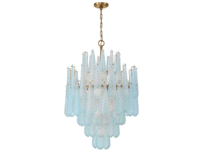 Crystorama 16-Light Ollie Chandelier in Aged Brass with Sand Glass