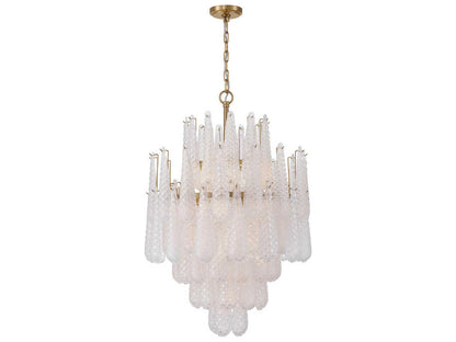 Crystorama Ollie 16-Light Chandelier with Clear Textured Glass in Aged Brass