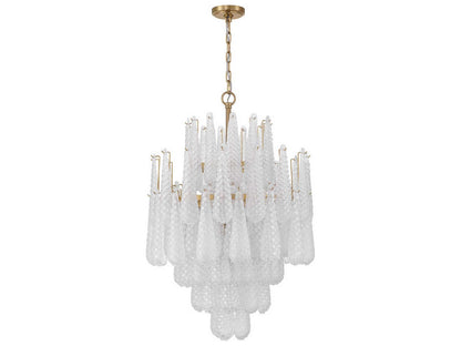 Crystorama Ollie 16-Light Chandelier with Clear Textured Glass in Aged Brass