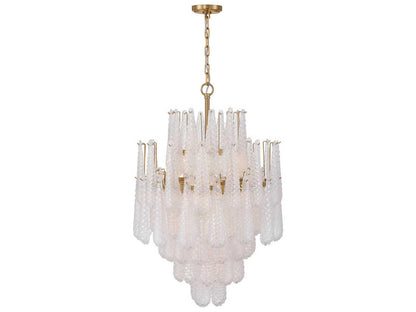 Crystorama Ollie 16-Light Chandelier with Clear Textured Glass in Aged Brass