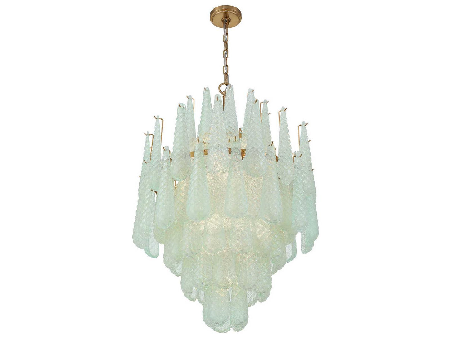 Crystorama 16-Light Ollie Chandelier in Aged Brass with Sand Glass Green