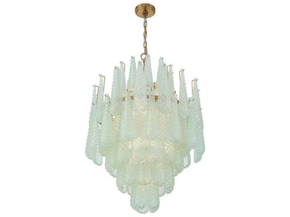 Crystorama 16-Light Ollie Chandelier in Aged Brass with Sand Glass Green