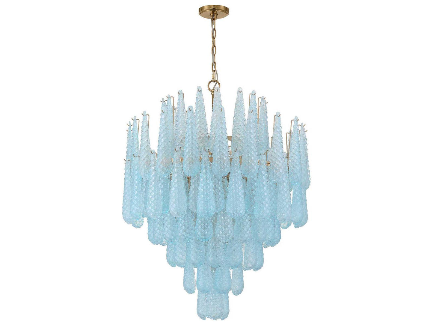Crystorama 21-Light Ollie Chandelier in Aged Brass with Blue Sand Glass