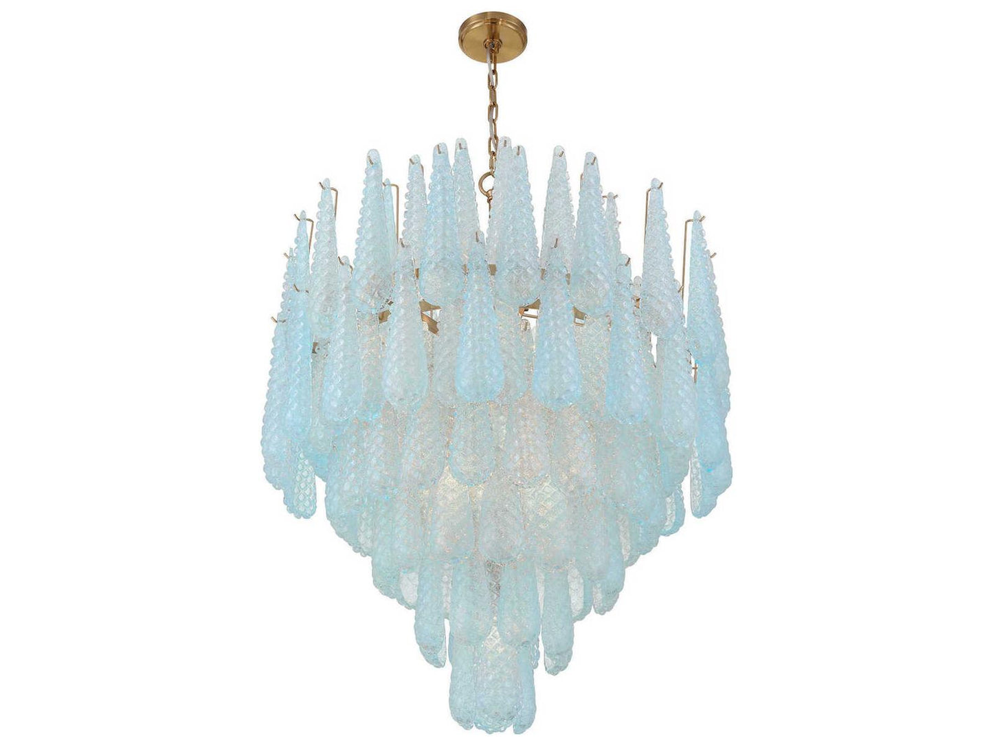 Crystorama 21-Light Ollie Chandelier in Aged Brass with Blue Sand Glass