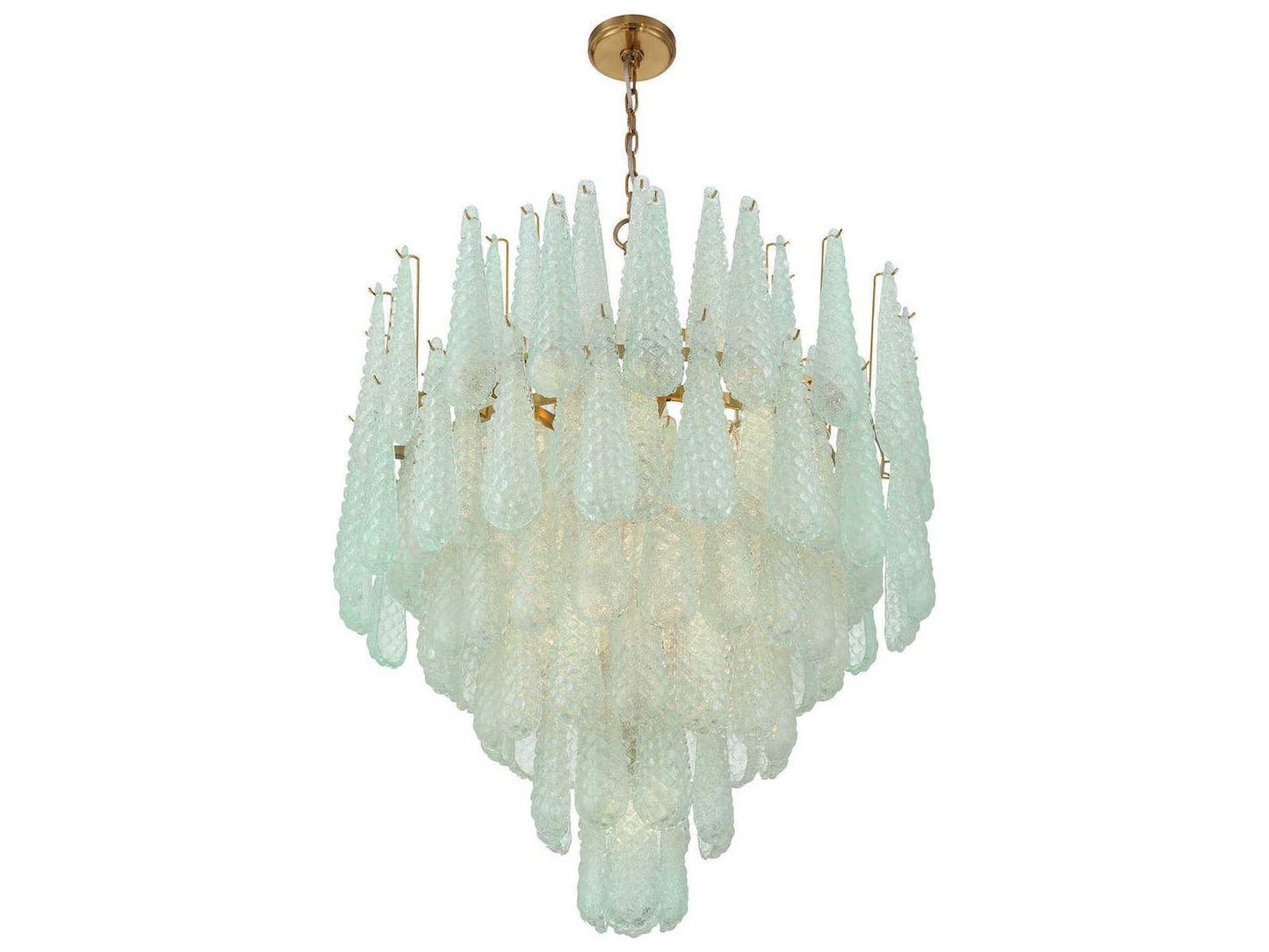 Crystorama Ollie 21-Light Chandelier in Aged Brass with Green Glass