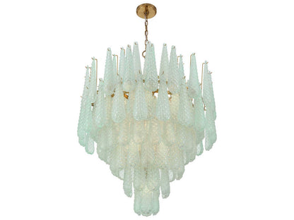 Crystorama Ollie 21-Light Chandelier in Aged Brass with Green Glass