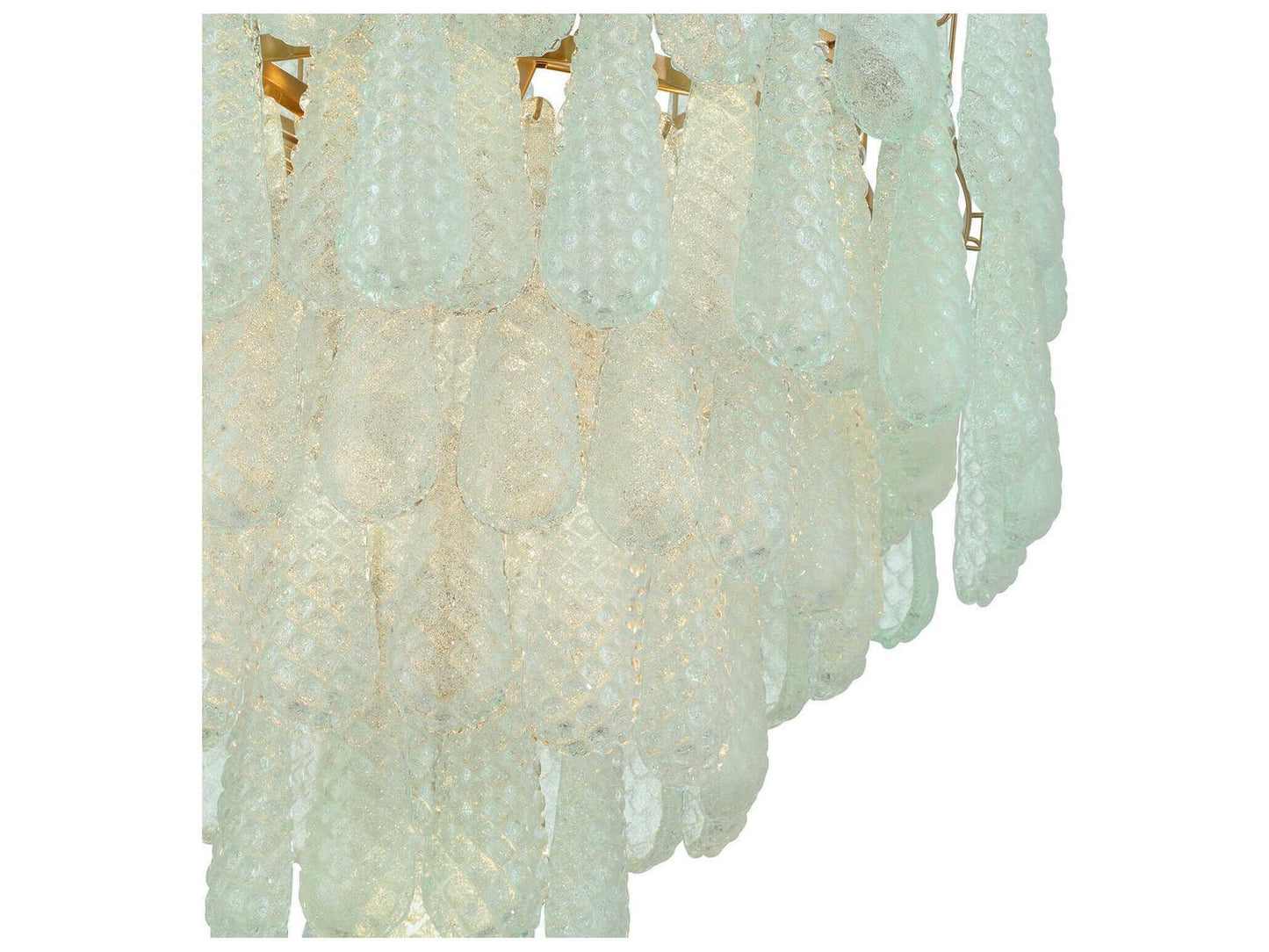 Crystorama Ollie 21-Light Chandelier in Aged Brass with Green Glass