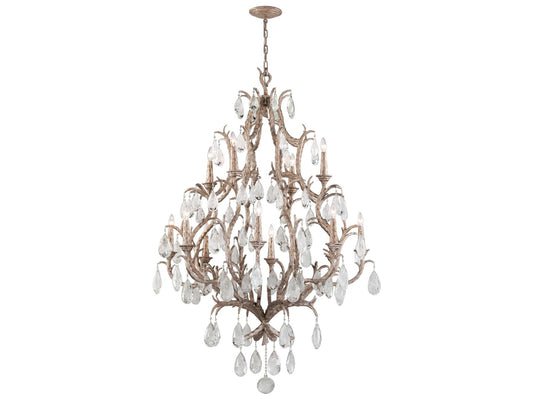 Corbett Lighting 12-Light Amadeus Chandelier in Stria Gold Leaf with Crystal Accents