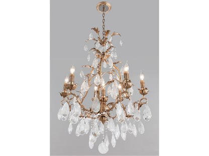 Corbett Lighting 12-Light Amadeus Chandelier in Stria Gold Leaf with Crystal Accents