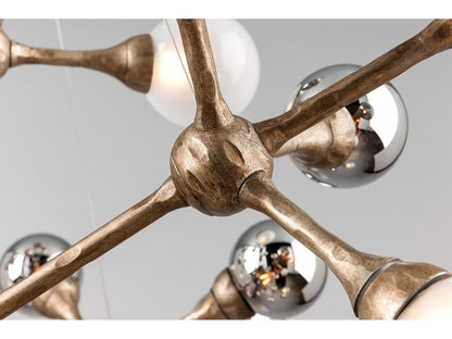 Corbett Lighting Element 40-Light Sputnik Chandelier in Stria Gold Leaf