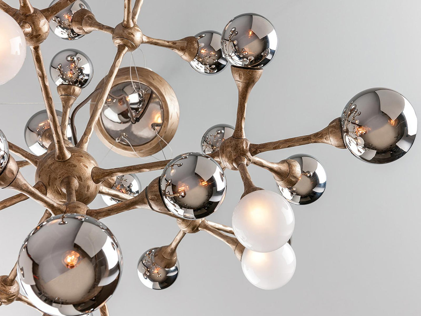 Corbett Lighting Element 40-Light Sputnik Chandelier in Stria Gold Leaf