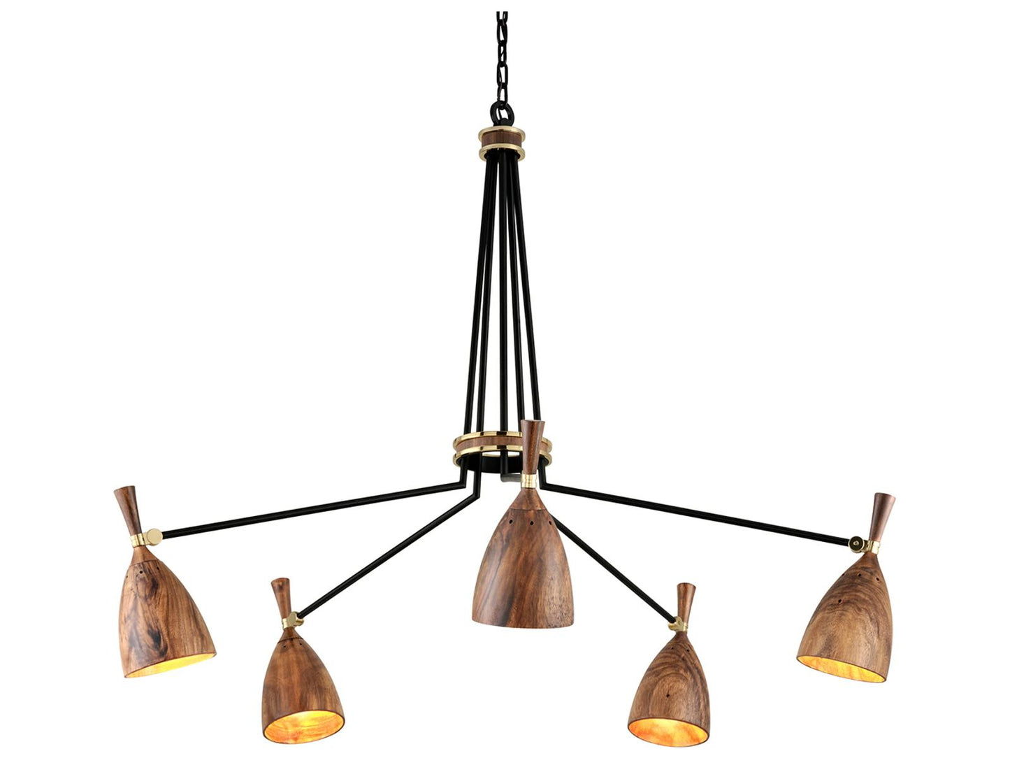 Corbett Lighting Utopia 5-Light Chandelier in Soft Black and Polished Brass