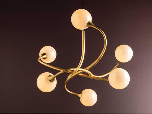 Corbett Lighting 6-Light Signature Chandelier in Gold Leaf with White Glass