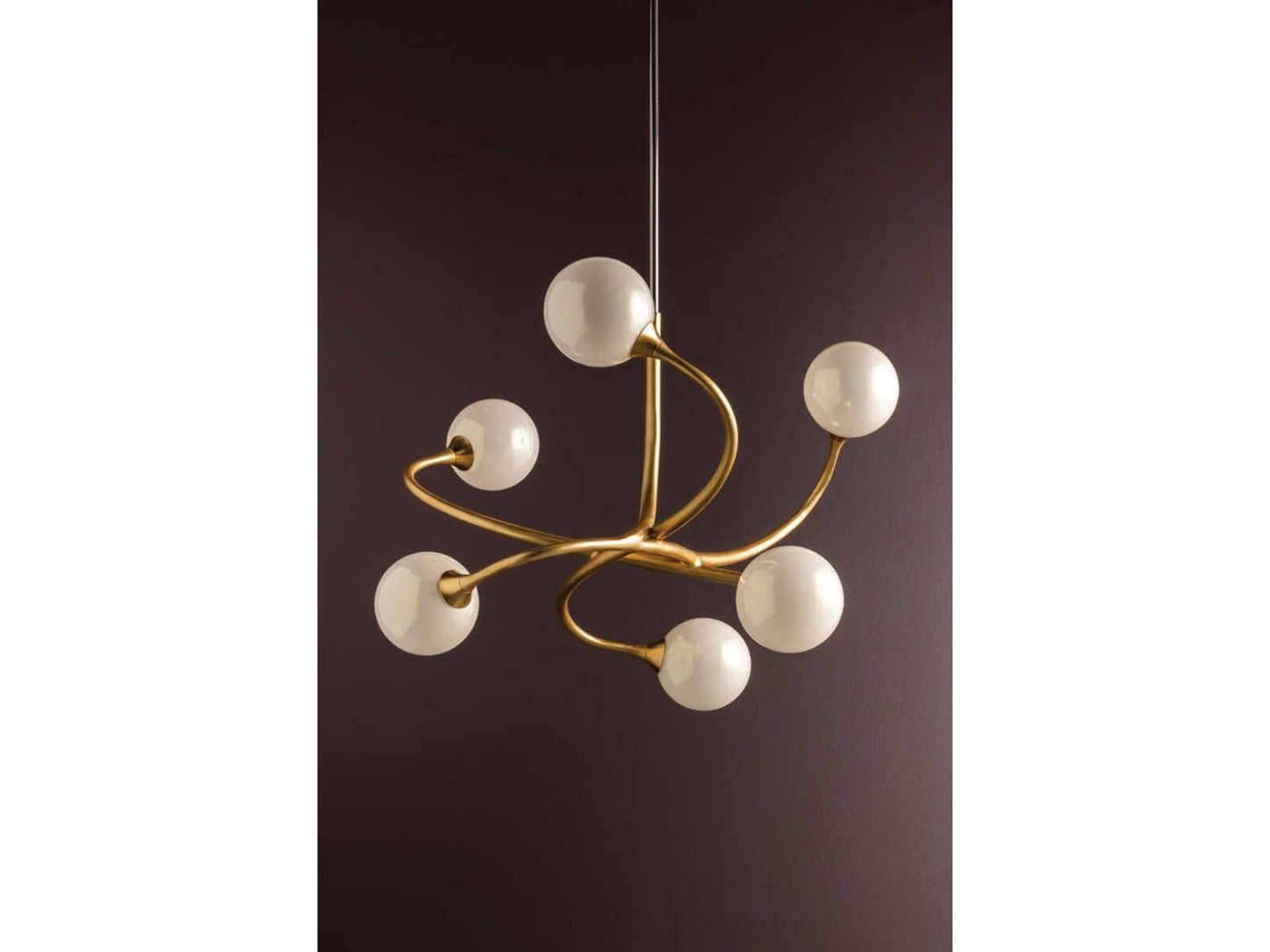 Corbett Lighting 6-Light Signature Chandelier in Gold Leaf with White Glass
