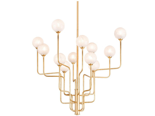 Corbett Lighting 12-Light Onyx Chandelier in Vintage Gold Leaf
