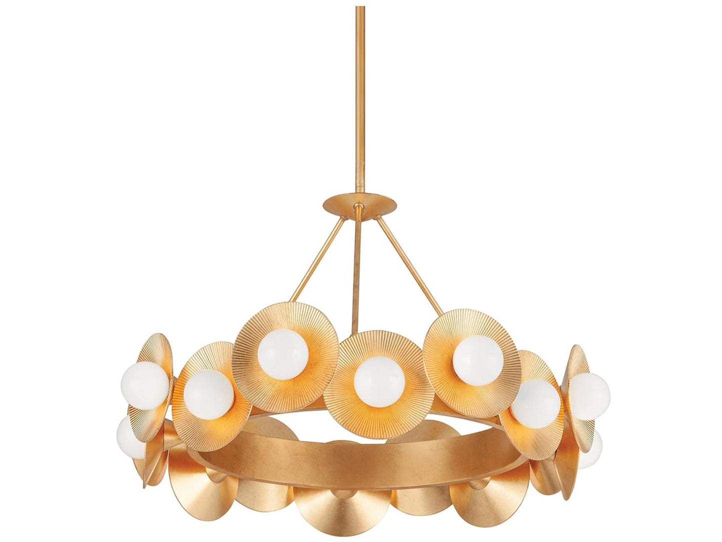 Corbett Lighting 16-Light Emerald Chandelier in Vintage Gold Leaf
