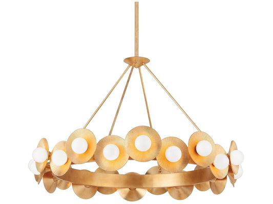 Corbett Lighting Emerald 22-Light Chandelier in Vintage Gold Leaf