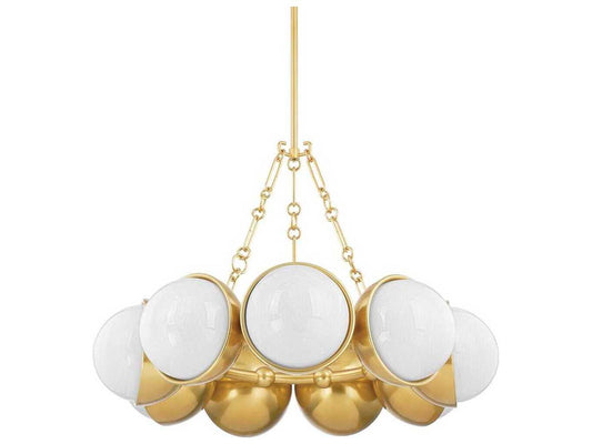 Corbett Lighting Althea 9-Light Chandelier in Vintage Polished Brass with Cloud Glass