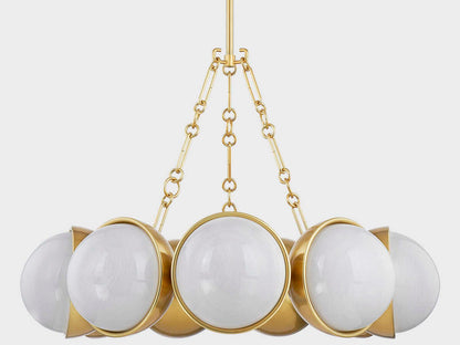 Corbett Lighting Althea 9-Light Chandelier in Vintage Polished Brass with Cloud Glass