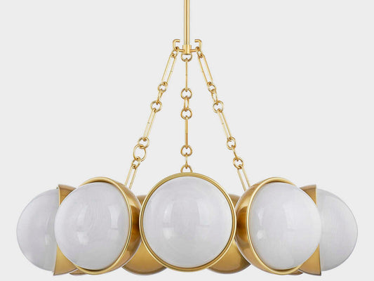 Corbett Lighting Althea 9-Light Chandelier in Vintage Polished Brass with Cloud Glass