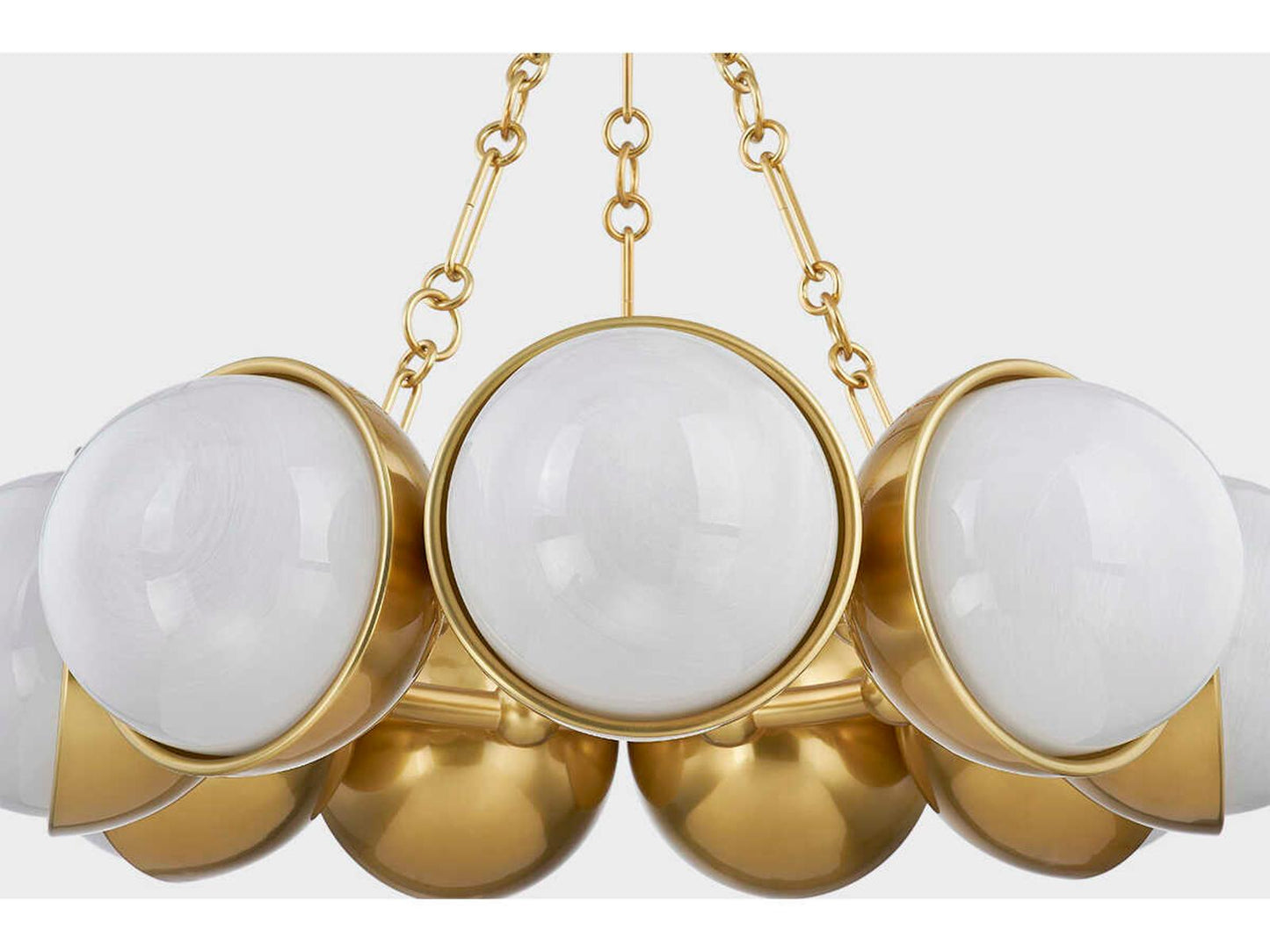Corbett Lighting Althea 9-Light Chandelier in Vintage Polished Brass with Cloud Glass
