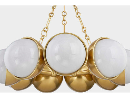 Corbett Lighting Althea 9-Light Chandelier in Vintage Polished Brass with Cloud Glass