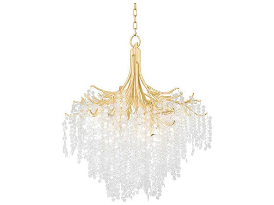Corbett Lighting 9-Light Genoa Chandelier in Gold Leaf with Glass Drops
