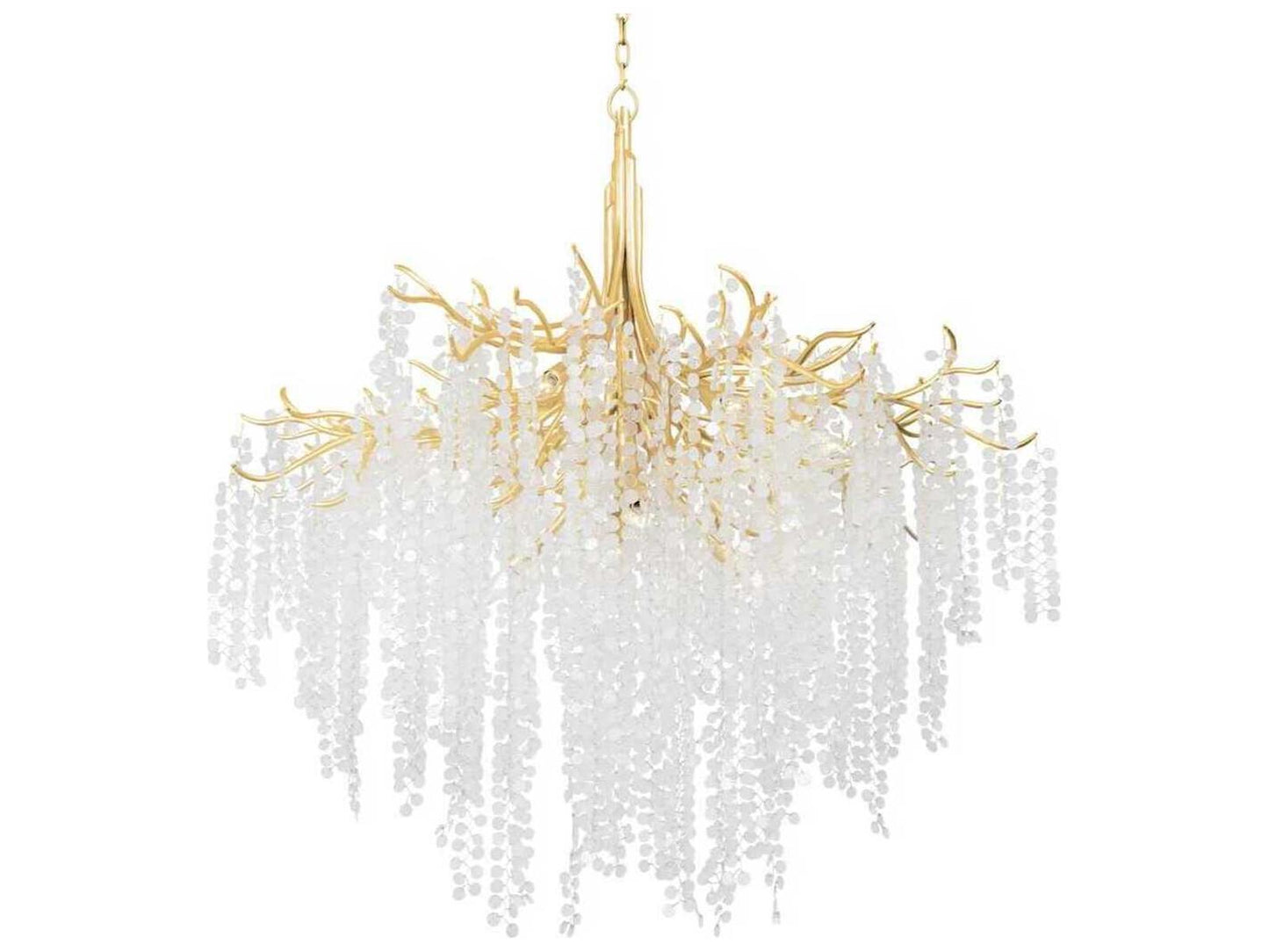Corbett Lighting 12-Light Genoa Chandelier in Gold Leaf with Glass Drops