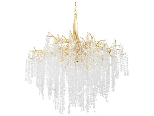 Corbett Lighting 12-Light Genoa Chandelier in Gold Leaf with Glass Drops