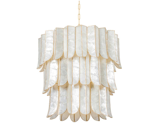 Corbett Lighting Cartagena 16-Light Chandelier in Vintage Gold Leaf with Capiz Shell