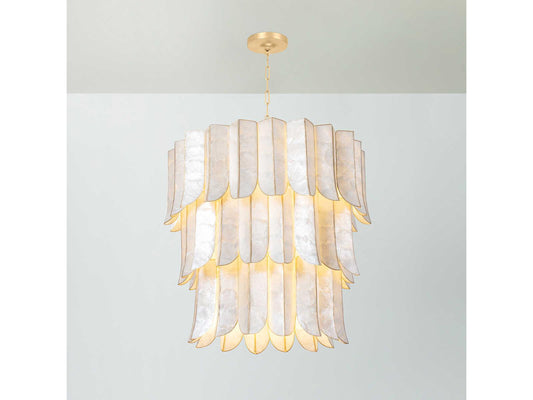Corbett Lighting Cartagena 16-Light Chandelier in Vintage Gold Leaf with Capiz Shell