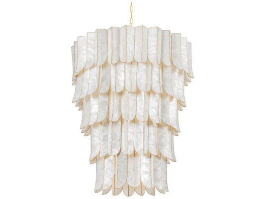 Corbett Lighting 27-Light Cartagena Chandelier in Vintage Gold Leaf and Capiz Shell