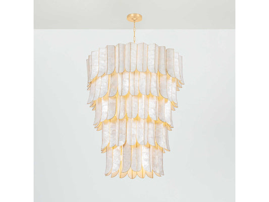 Corbett Lighting 27-Light Cartagena Chandelier in Vintage Gold Leaf and Capiz Shell