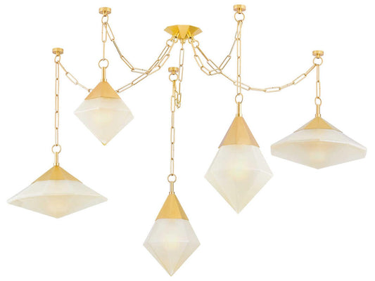 Corbett Lighting 5-Light Angelique Chandelier Vintage Polished Brass Modern