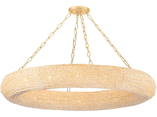 Corbett Lighting Lure 16-Light Chandelier in Vintage Gold Leaf with Wood Beads