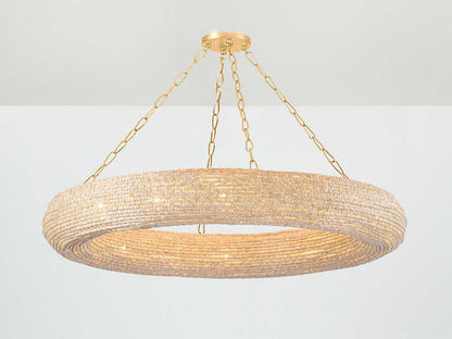 Corbett Lighting Lure 16-Light Chandelier in Vintage Gold Leaf with Wood Beads
