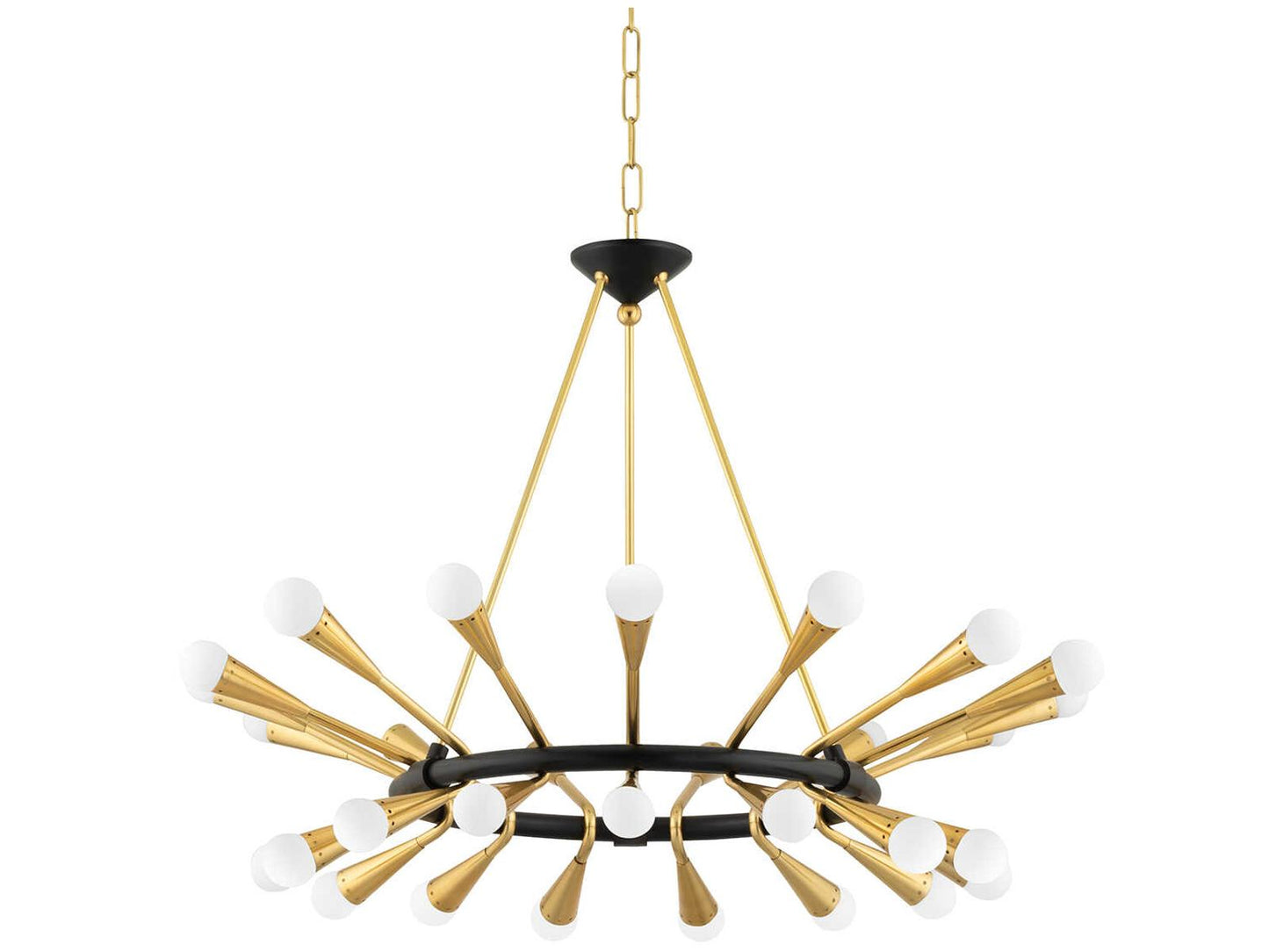 Corbett Lighting 30-Light Aries Chandelier in Vintage Polished Brass and Deep Bronze