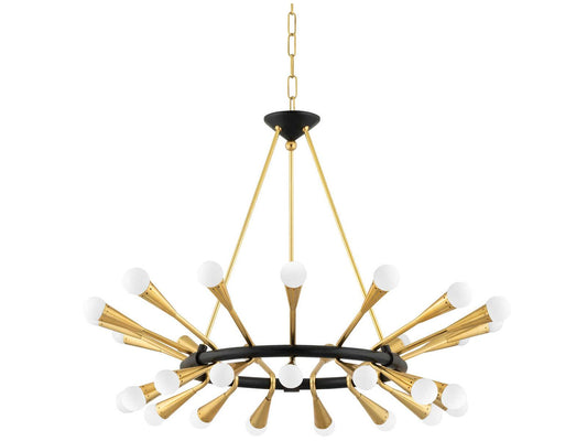 Corbett Lighting 30-Light Aries Chandelier in Vintage Polished Brass and Deep Bronze