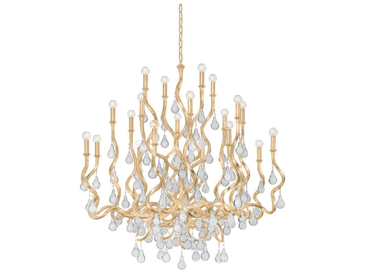 Corbett Lighting 20-Light Aveline Chandelier in Gold Leaf with Crystal