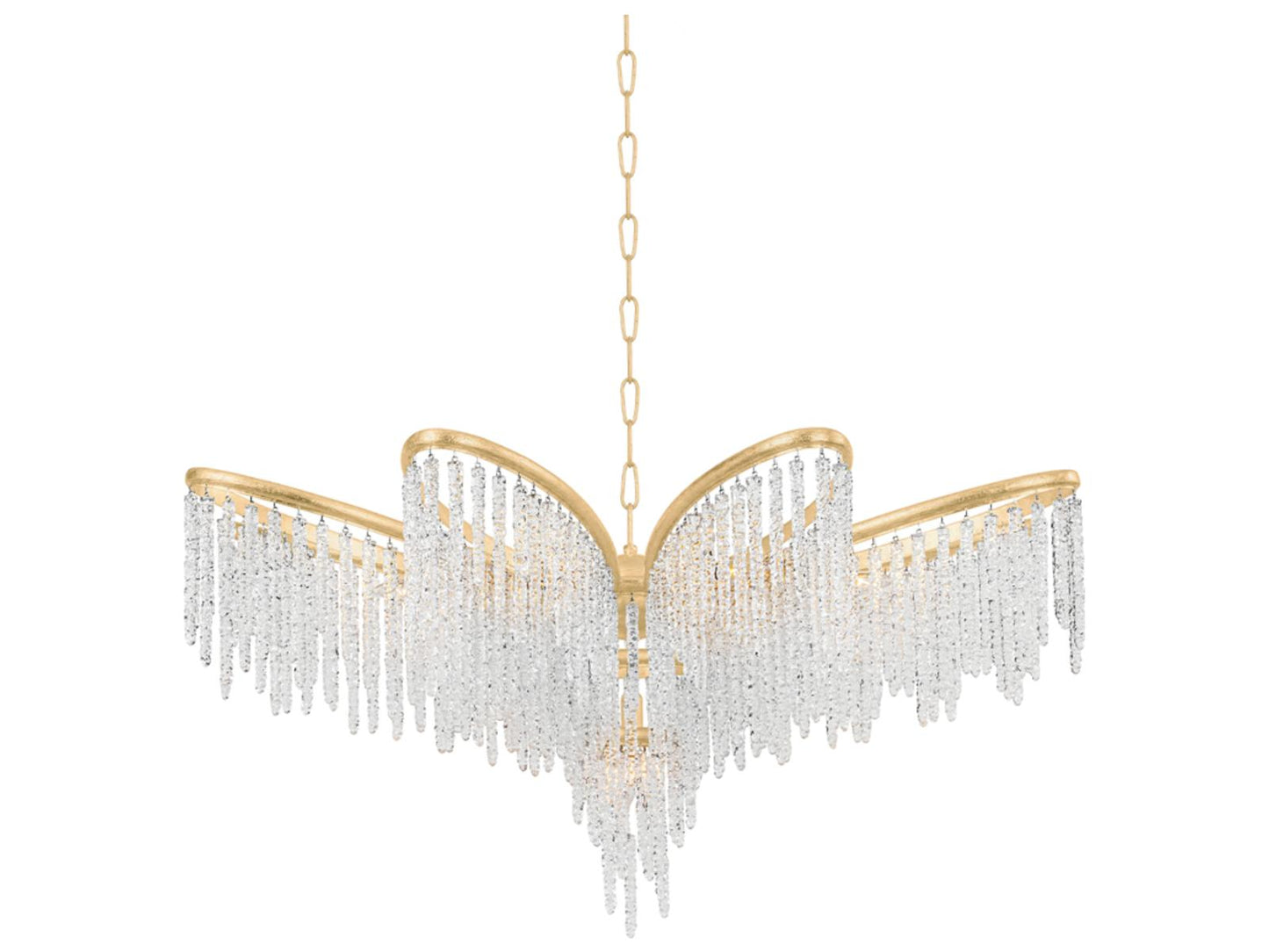 Corbett Lighting 9-Light Pandora Chandelier in Gold Leaf with Clear Crystal