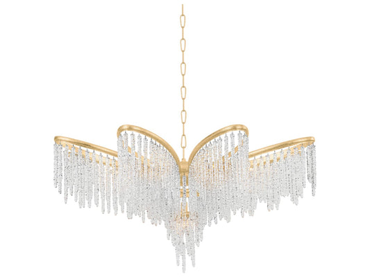 Corbett Lighting 9-Light Pandora Chandelier in Gold Leaf with Clear Crystal