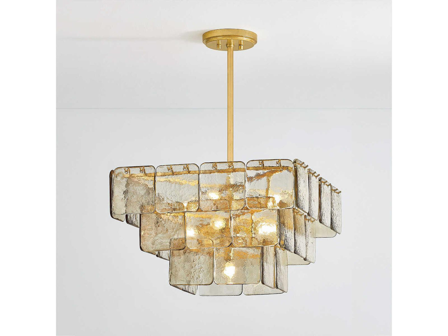 Corbett Lighting Regal 9-Light Chandelier in Vintage Gold Leaf with Dark Champagne Piastre Glass