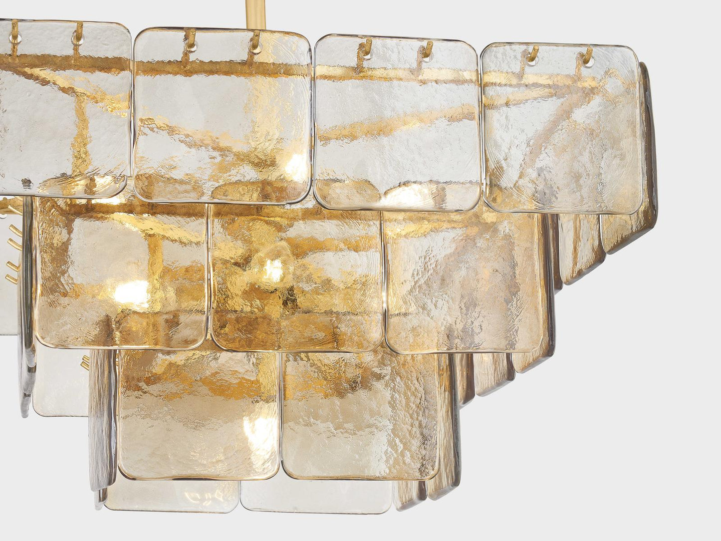 Corbett Lighting Regal 9-Light Chandelier in Vintage Gold Leaf with Dark Champagne Piastre Glass