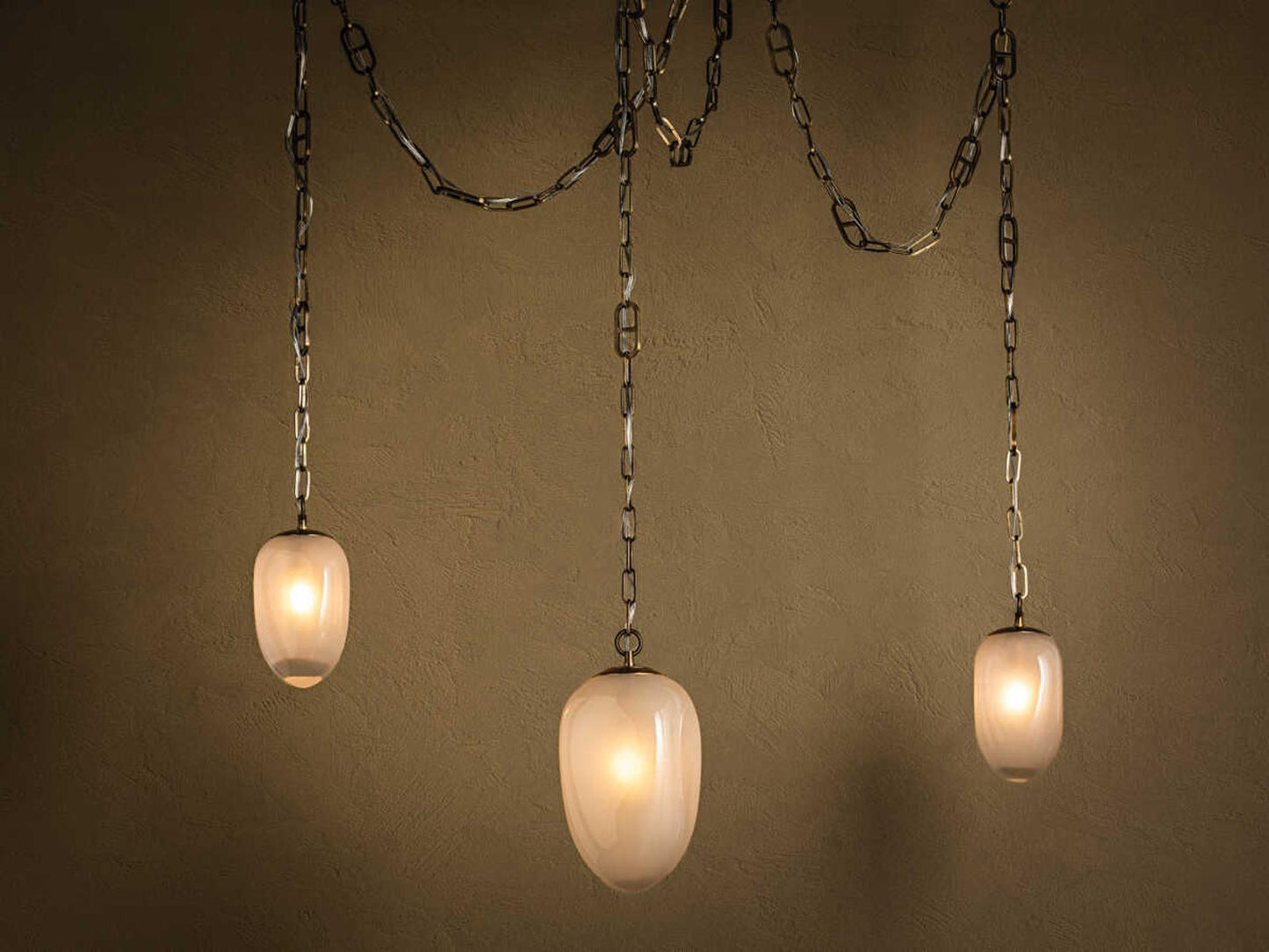 Corbett Lighting Daith 3-Light Chandelier in Vintage Brass with Etched Glass Shades